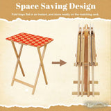 Retro 60s Folding Tray Tables with Stand – Wooden TV Dinner Tray Set of 4 - 4 Pack - retro tv tray