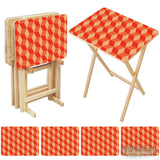 Retro 60s Folding Tray Tables with Stand – Wooden TV Dinner Tray Set of 4 - 4 Pack - retro tv tray