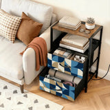 Retro 60s Geometric Bedside Table with Charging Station & Storage - retro bedside table