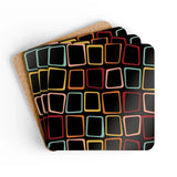 Retro 60s Geometric Cork Coaster Set Drinkware Accessory Gift Eco-Friendly - retro table linen