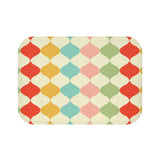 Retro 60s Geometric Pattern Bath Mat | Mid Century Colorful Tiles - 24’’ × 17’’ - retro bathroom