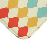 Retro 60s Geometric Pattern Bath Mat | Mid Century Colorful Tiles - retro bathroom