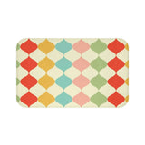 Retro 60s Geometric Pattern Bath Mat | Mid Century Colorful Tiles - retro bathroom