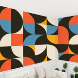 Retro 60s Geometric Stick & Peel Wallpaper: Midcentury Removable Mural - 144’’x100’’ - retro wallpaper