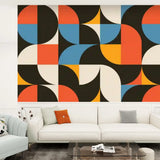 Retro 60s Geometric Stick & Peel Wallpaper: Midcentury Removable Mural - 144’’x100’’ - retro wallpaper