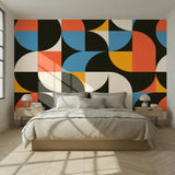 Retro 60s Geometric Stick & Peel Wallpaper: Midcentury Removable Mural - 144’’x100’’ - retro wallpaper