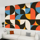 Retro 60s Geometric Stick & Peel Wallpaper: Midcentury Removable Mural - 144’’x100’’ - retro wallpaper