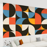 Retro 60s Geometric Stick & Peel Wallpaper: Midcentury Removable Mural - 144’’x100’’ - retro wallpaper
