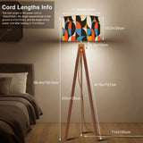 Retro 60s Geometric Tripod Floor Lamp - Wooden Scandi Midcentury Light - retro floor lamps