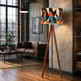 Retro 60s Geometric Tripod Floor Lamp - Wooden Scandi Midcentury Light - retro floor lamps