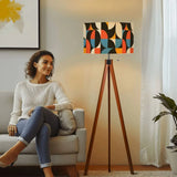 Retro 60s Geometric Tripod Floor Lamp - Wooden Scandi Midcentury Light - retro floor lamps