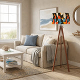 Retro 60s Geometric Tripod Floor Lamp - Wooden Scandi Midcentury Light - retro floor lamps