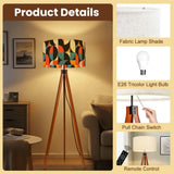 Retro 60s Geometric Tripod Floor Lamp - Wooden Scandi Midcentury Light - retro floor lamps