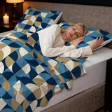 Retro 60s Geometric Twin Duvet Cover Set: Midcentury Modern Bedding 55’’x79’’ - Bedding - retro