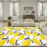 Retro 60s Lemons Rug 12x9 ft – Midcentury Mediterranean Plush Non-Slip - 144’’x108’’ - retro rug
