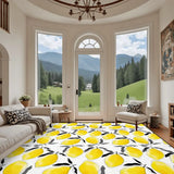 Retro 60s Lemons Rug 12x9 ft – Midcentury Mediterranean Plush Non-Slip - retro rug