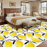 Retro 60s Lemons Rug 12x9 ft – Midcentury Mediterranean Plush Non-Slip - retro rug
