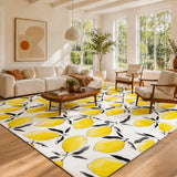 Retro 60s Lemons Rug 12x9 ft – Midcentury Mediterranean Plush Non-Slip - retro rug