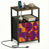 Retro 60s Midcentury Bedside Cabinet with Integrated Power Access - retro bedside table