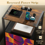Retro 60s Midcentury Bedside Cabinet with Integrated Power Access - retro bedside table