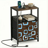 Retro 60s Midcentury Modern Bedside Table with Power Strip & 2 Drawers - retro bedside table