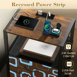 Retro 60s Midcentury Modern Bedside Table with Power Strip & 2 Drawers - retro bedside table