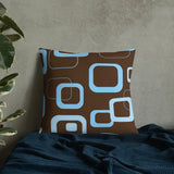 RETRO 60s Midcentury Pillow Brown Blue Vintage Style Cushion - retro pillow