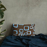 RETRO 60s Midcentury Pillow Brown Blue Vintage Style Cushion - retro pillow