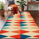 Retro 60s Mod Style Area Rug – Midcentury Diamonds Floor Decor - retro rug