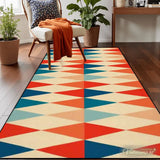 Retro 60s Mod Style Area Rug – Midcentury Diamonds Floor Decor - retro rug