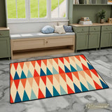 Retro 60s Mod Style Area Rug – Midcentury Diamonds Floor Decor - retro rug
