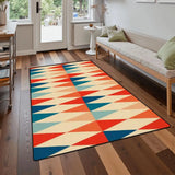 Retro 60s Mod Style Area Rug – Midcentury Diamonds Floor Decor - retro rug