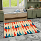 Retro 60s Mod Style Area Rug – Midcentury Diamonds Floor Decor - retro rug
