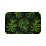 Retro 60s Monstera Pattern Bath Mat | Mid Century Black Green Decor - retro bathroom