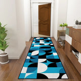 Retro 60s Runner Rug – Midcentury Blue White Black Multiple Sizes - 24’’x72’’ - retro runner