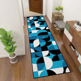 Retro 60s Runner Rug – Midcentury Blue White Black Multiple Sizes - retro runner