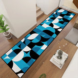 Retro 60s Runner Rug – Midcentury Blue White Black Multiple Sizes - retro runner