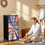 Retro 60s Sunburst Design Fabric Drawer Dresser – Steel Frame Cabinet - One Size - retro dresser