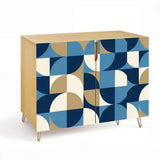 Retro 60s Wooden Storage Cabinet Blue Brown White – Hairpin Legs Sideboad - One Size - retro cabinet