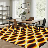 Retro 70s Area Rug 12x9 ft – Midcentury Plush Honeycomb Carpet - retro rug