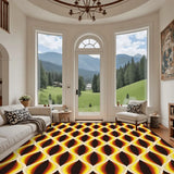 Retro 70s Area Rug 12x9 ft – Midcentury Plush Honeycomb Carpet - retro rug
