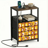 Retro 70s Bedside Cabinet with Integrated Power Access + Drawers - retro bedside table