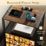 Retro 70s Bedside Cabinet with Integrated Power Access + Drawers - retro bedside table