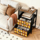 Retro 70s Bedside Cabinet with Integrated Power Access + Drawers - retro bedside table