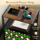 Retro 70s Bedside or Side Table with Charging Station & Storage - retro bedside table