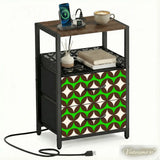 Retro 70s Bedside or Side Table with Charging Station & Storage - retro bedside table