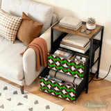 Retro 70s Bedside or Side Table with Charging Station & Storage - retro bedside table