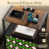 Retro 70s Bedside or Side Table with Charging Station & Storage - retro bedside table