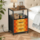 Retro 70s Bedside Table - Side Table with Power Strip & Storage Drawers - retro bedside table