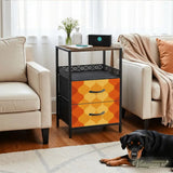 Retro 70s Bedside Table - Side Table with Power Strip & Storage Drawers - retro bedside table